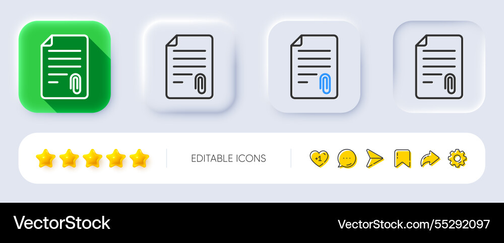 Cv attachment line icon document sign neumorphic Vector Image