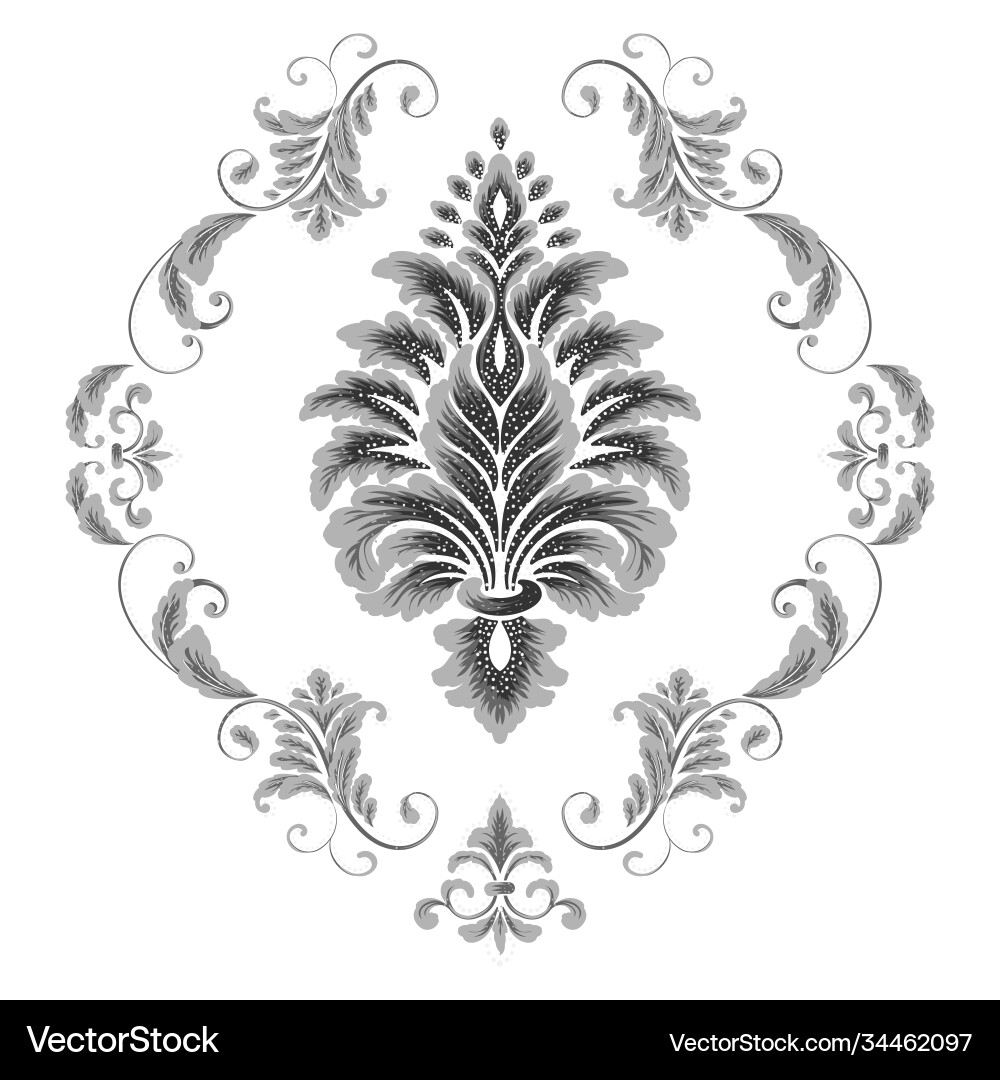 Damask element isolated central vector image
