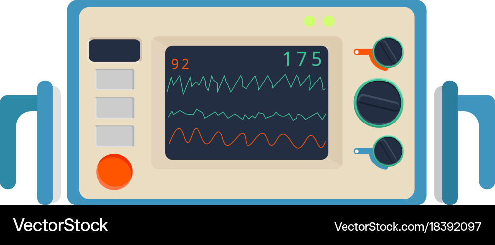 Defibrillator in flat device for restoring the he vector image