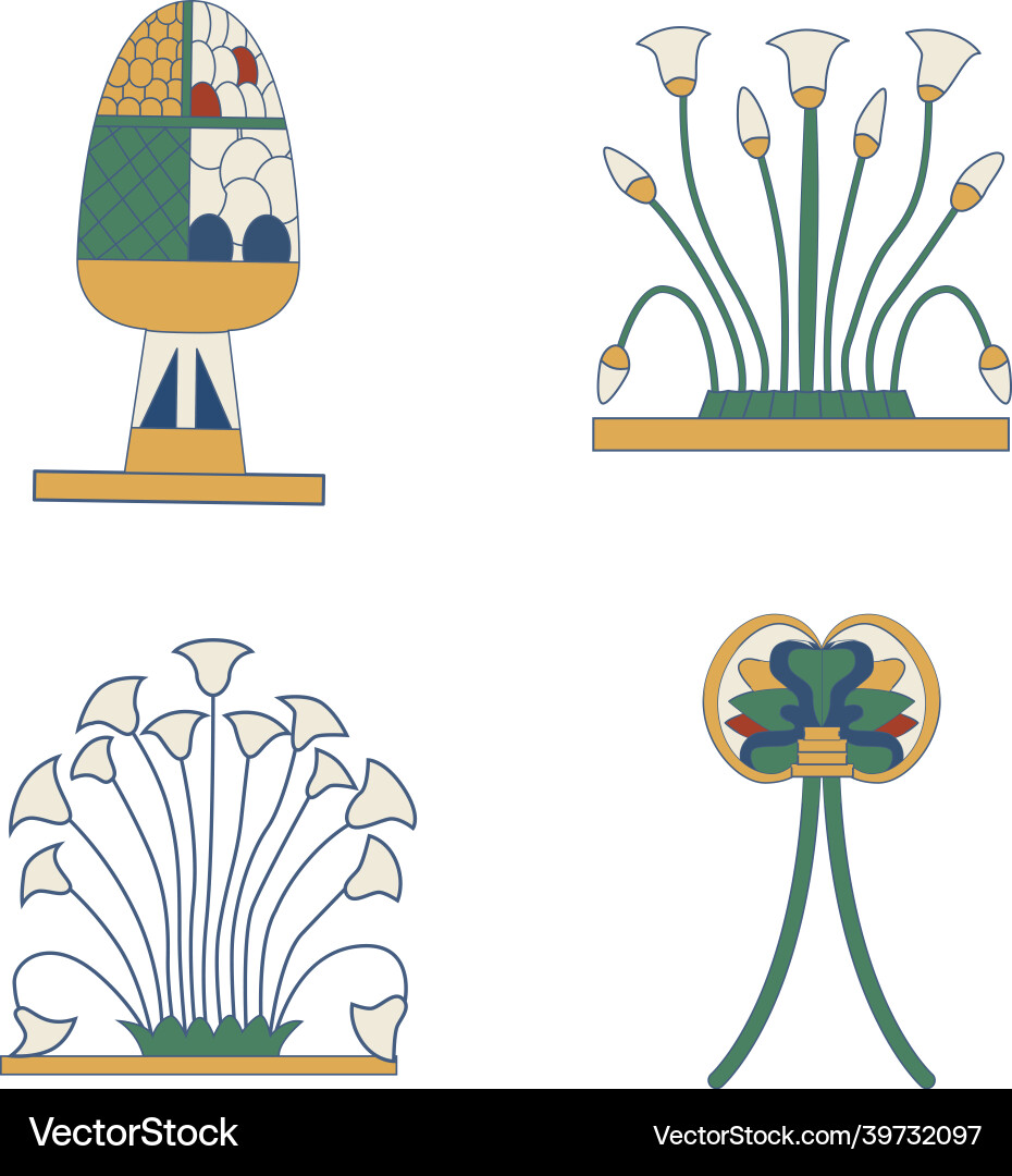 Egypt ornamental elements set Royalty Free Vector Image
