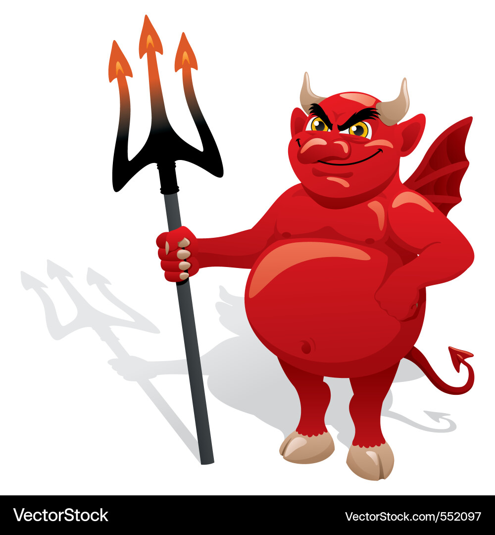 Evil Demon with Pitchfork Vector Image
