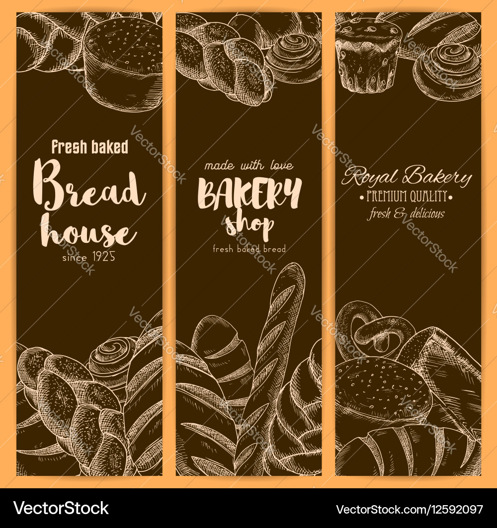 Fresh Baked Bread Banners Vector Image