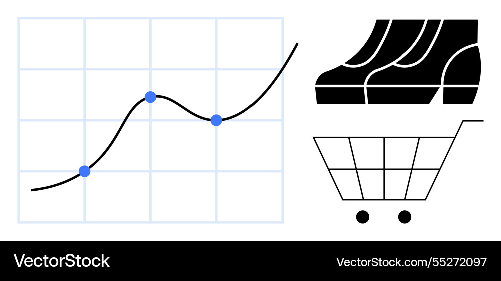 Graph with data points and shopping cart Graph with data points and shopping cart vector image