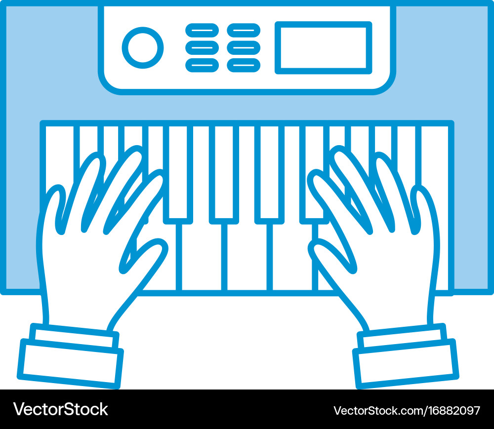 Hands user with synth console vector image