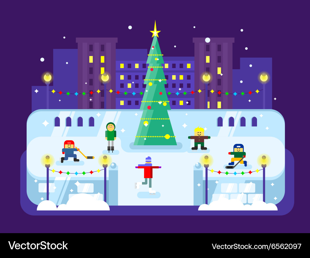Municipal skating rink christmas tree Vector Image