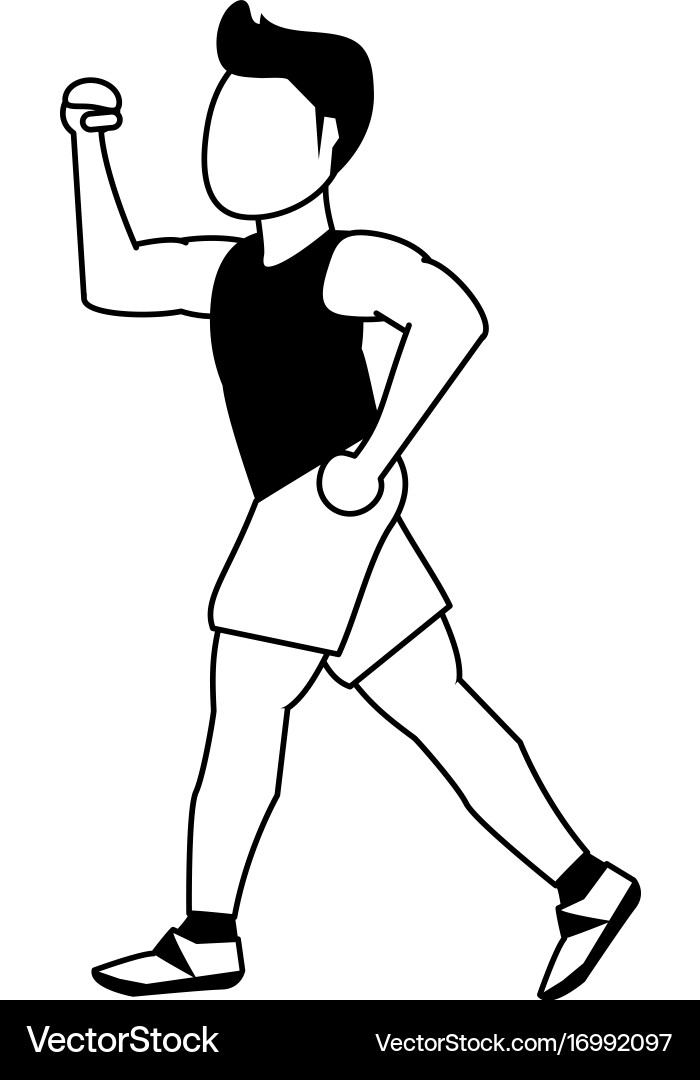 Running man avatar sideview icon image Vector Image