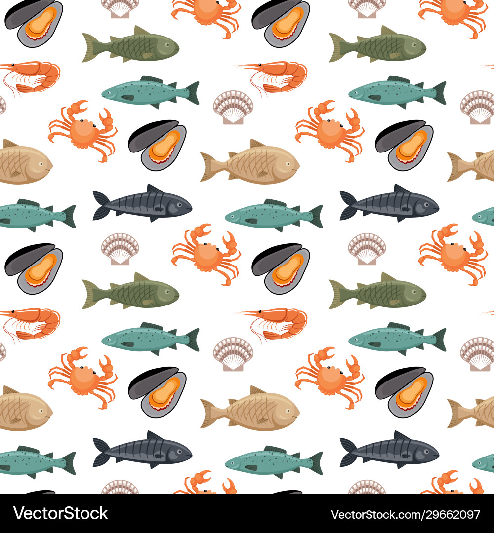 Seamless pattern with different types fish Seamless pattern with different types fish vector image