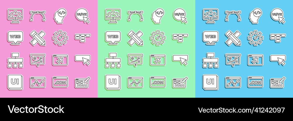 Set line ui or ux design site map front end Set line ui or ux design site map front end vector image