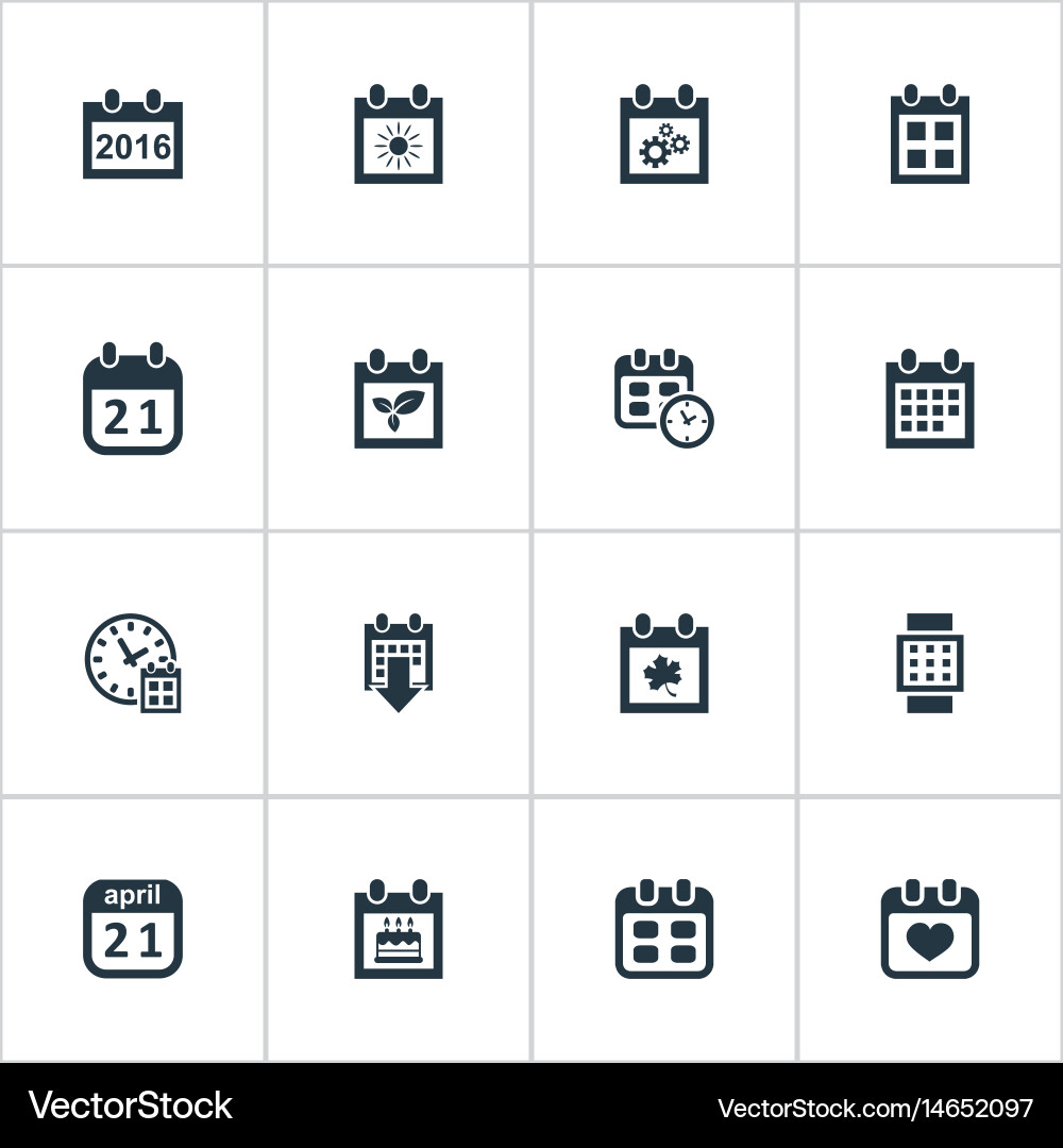 Set of simple date icons vector image