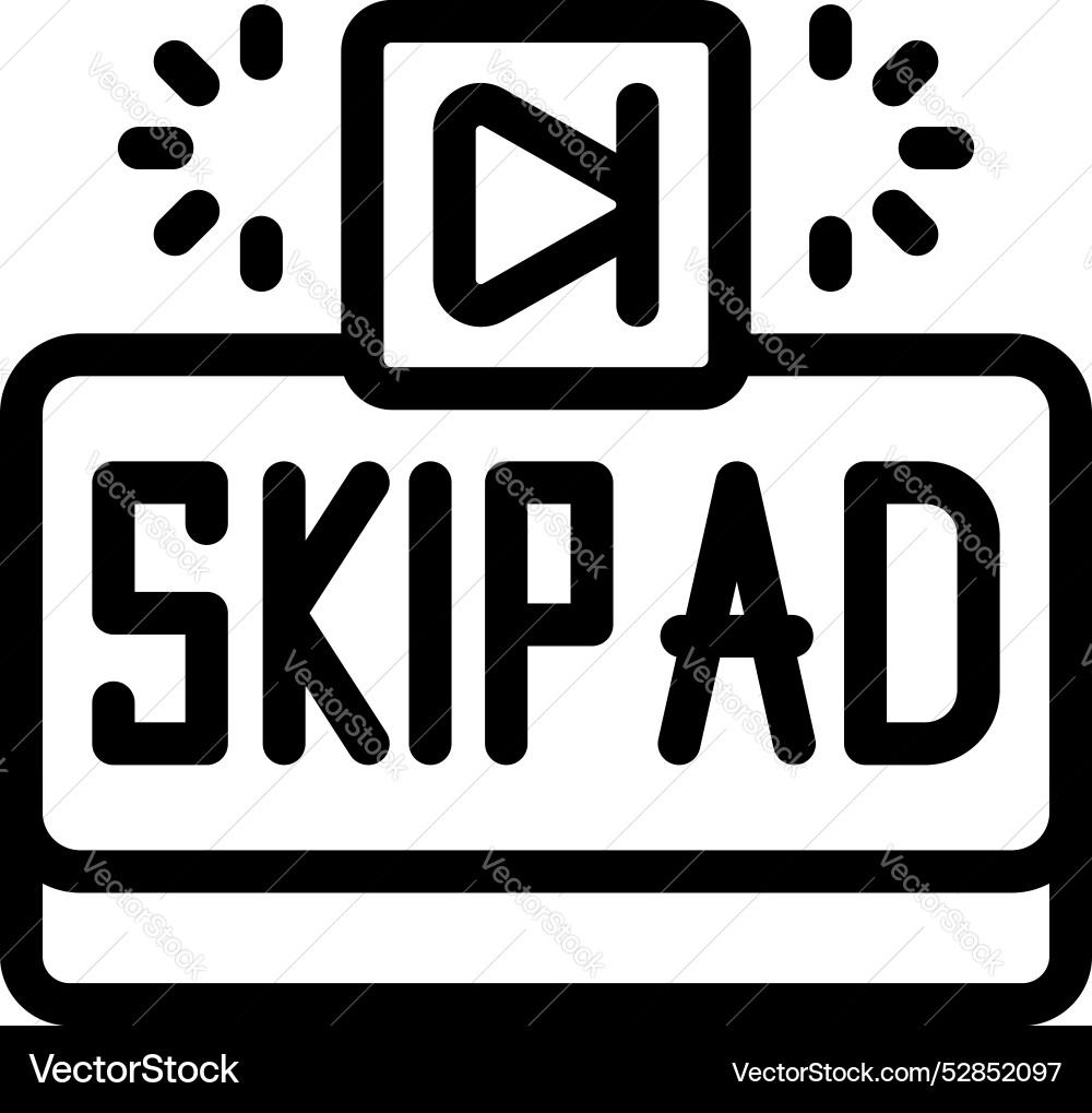 Skip ad button with arrow is appearing for video Skip ad button with arrow is appearing for video vector image