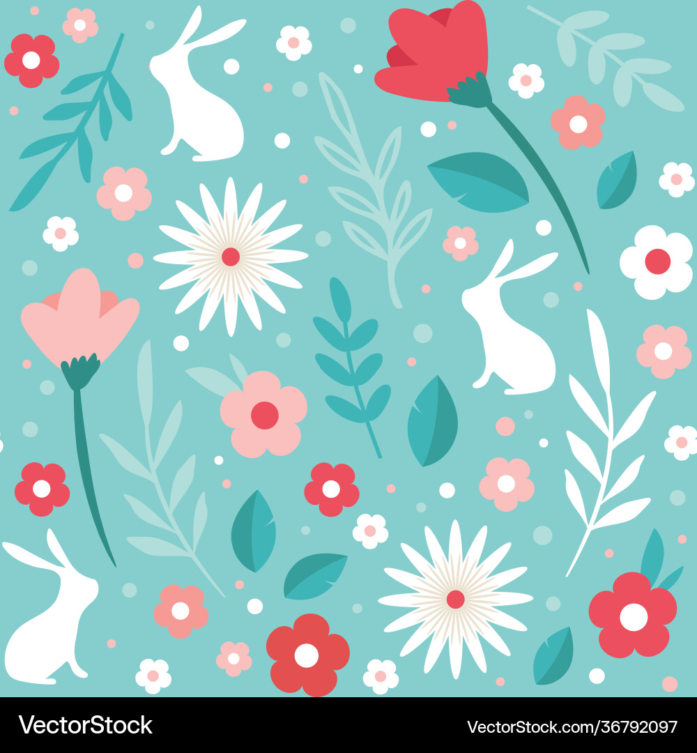 Spring Easter Rabbit Pattern Vector Image