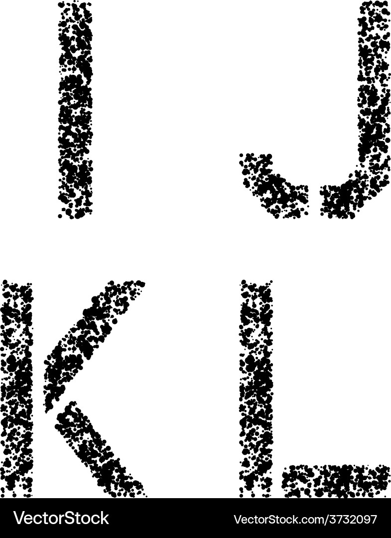 Stencil angular spray font letters i j k l Vector Image