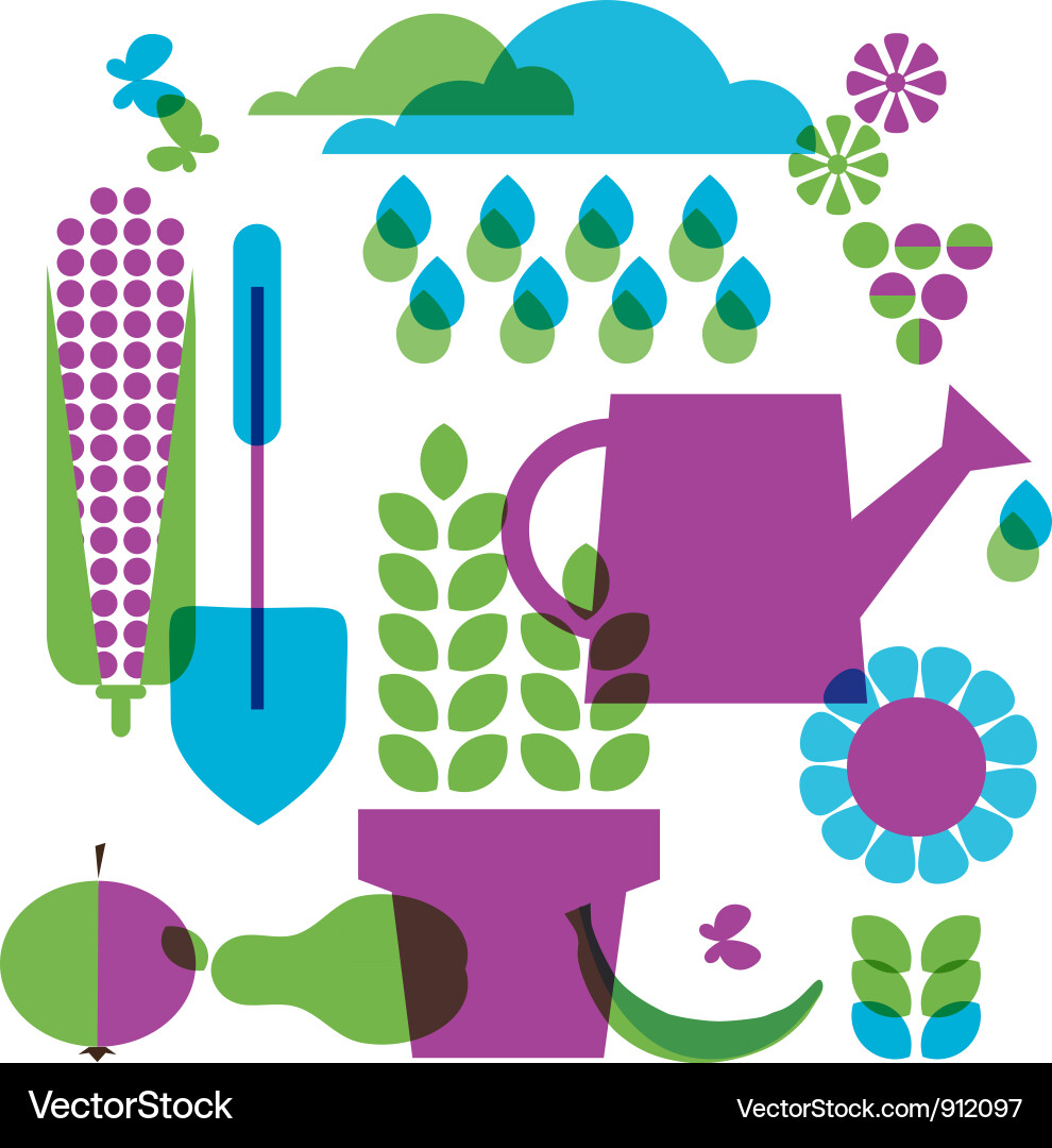 Template of garden objects Vector Image