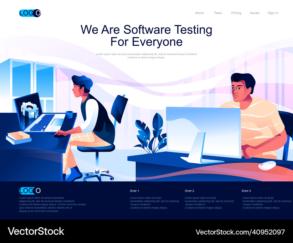 We are software testing for everyone isometric We are software testing for everyone isometric vector image