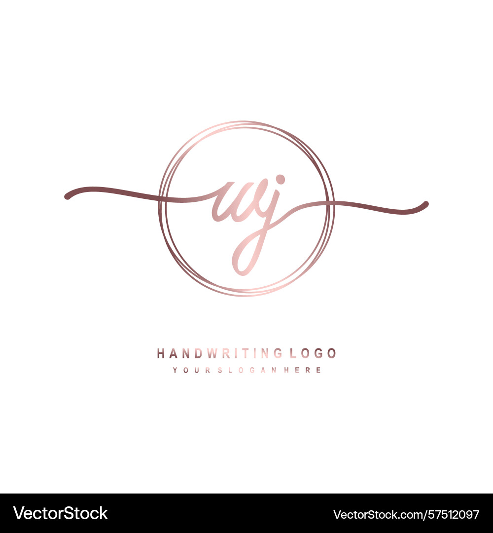 Wj initial handwriting logo with circular wave Vector Image