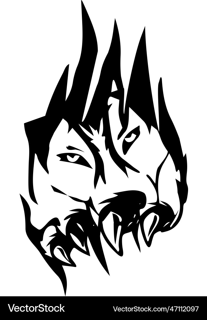 Wolf inside scratch marks image Vector Image