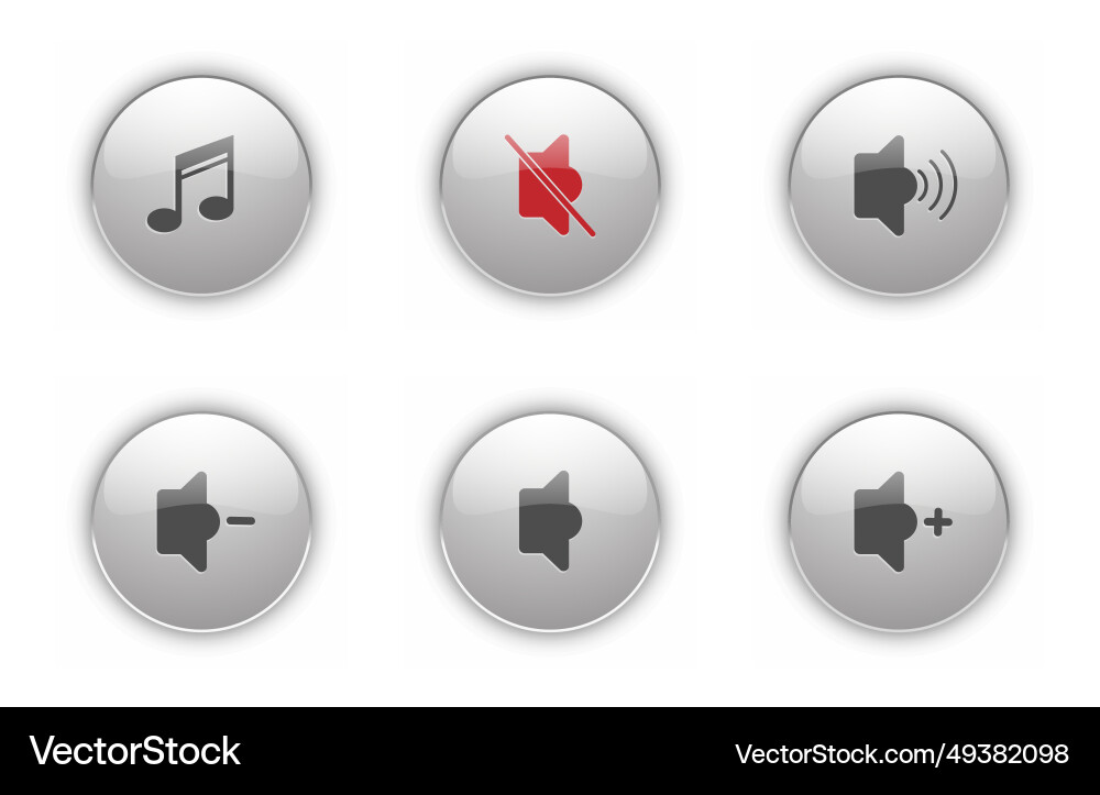 A set of sound control buttons button A set of sound control buttons button vector image