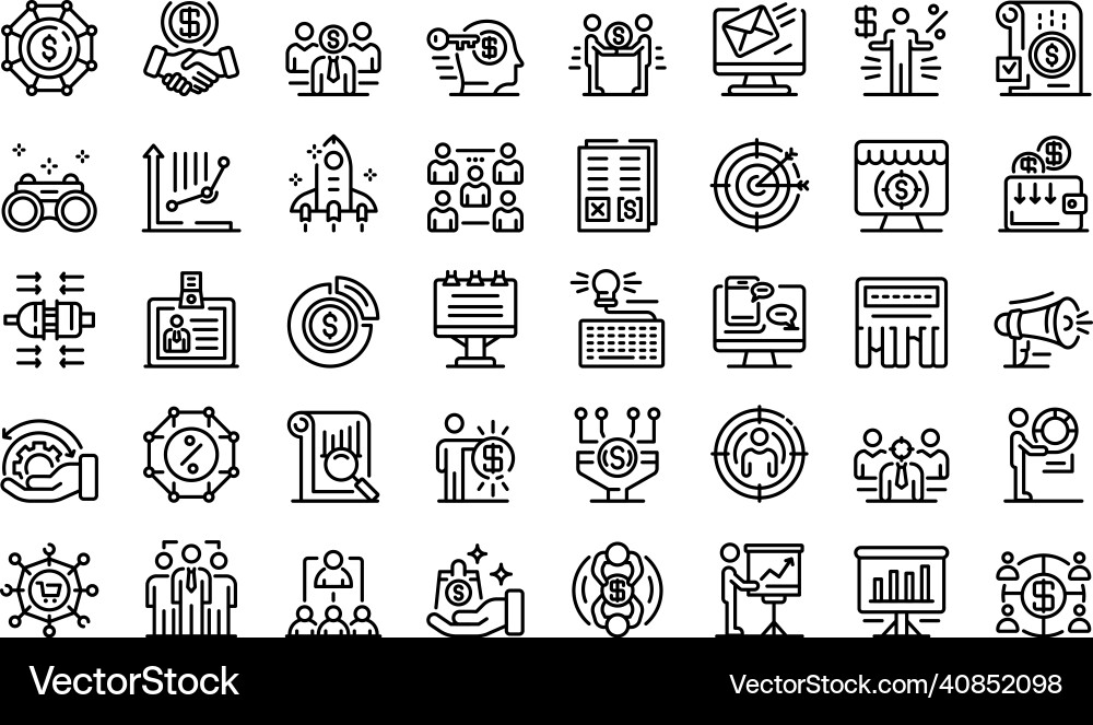 Account manager icons set outline style vector image