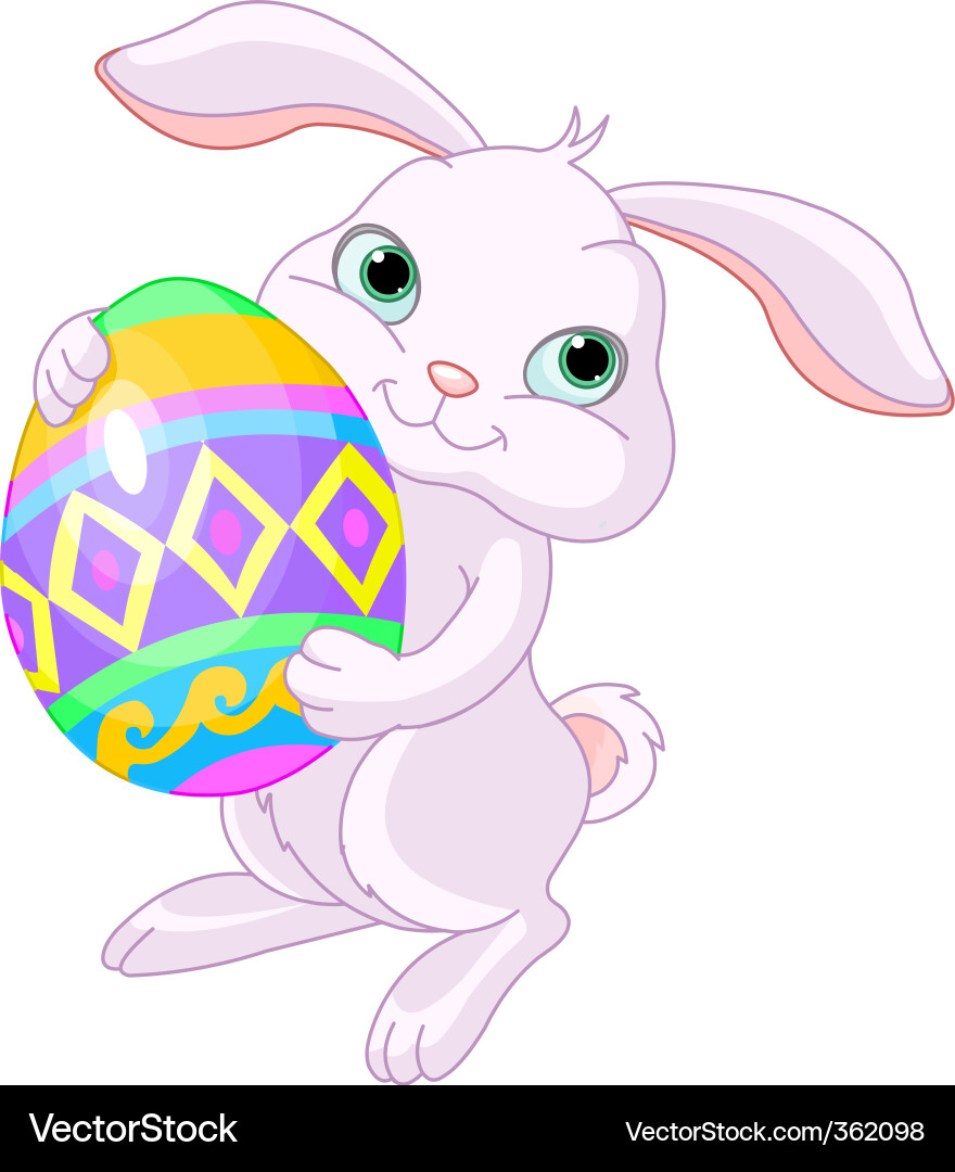 Adorable Easter Bunny with Egg Vector Image