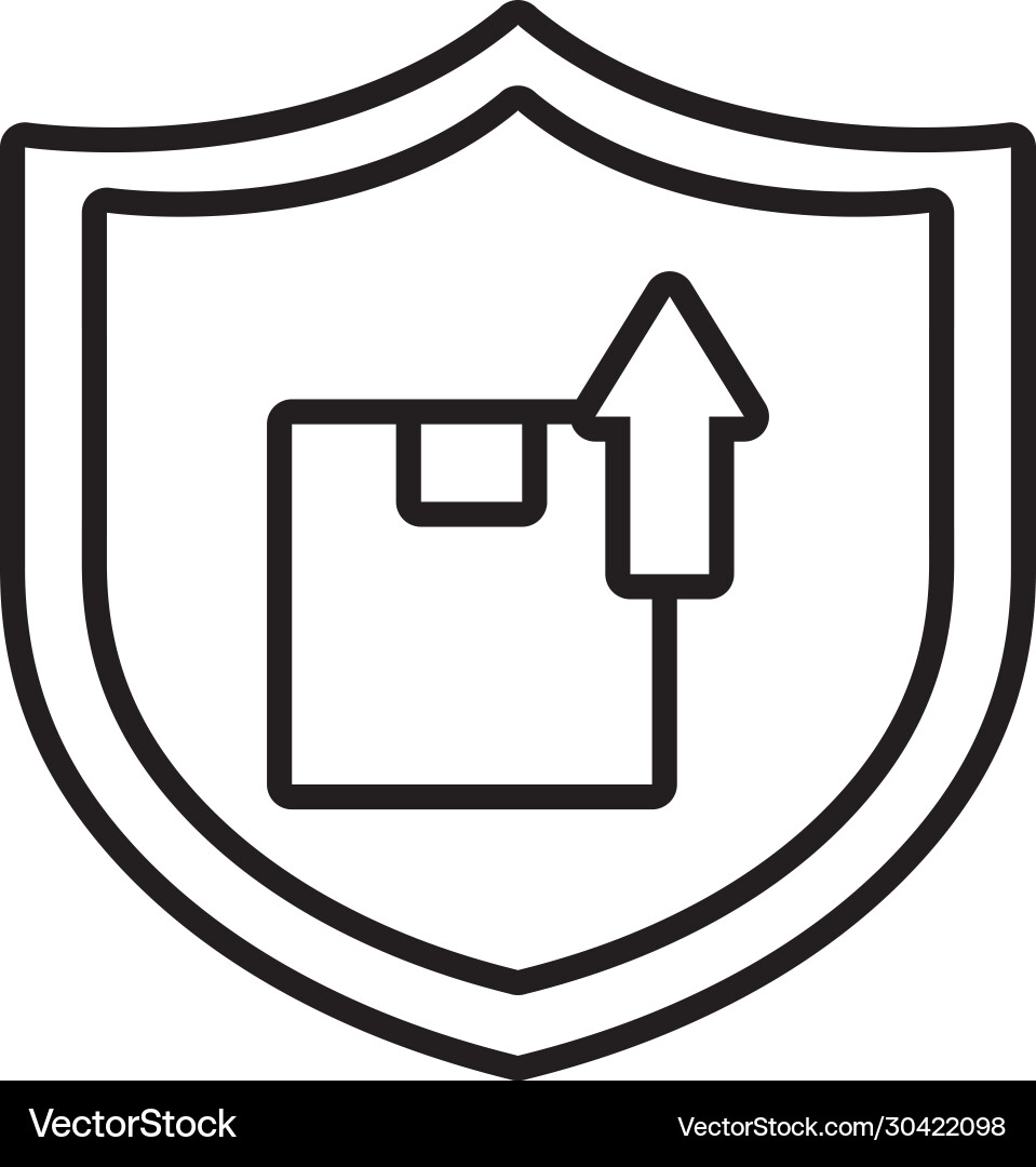 Arrow up with box carton in shield line style vector image