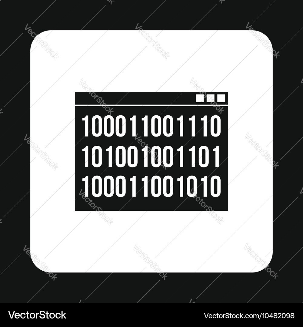 Binary code on screen icon simple style vector image