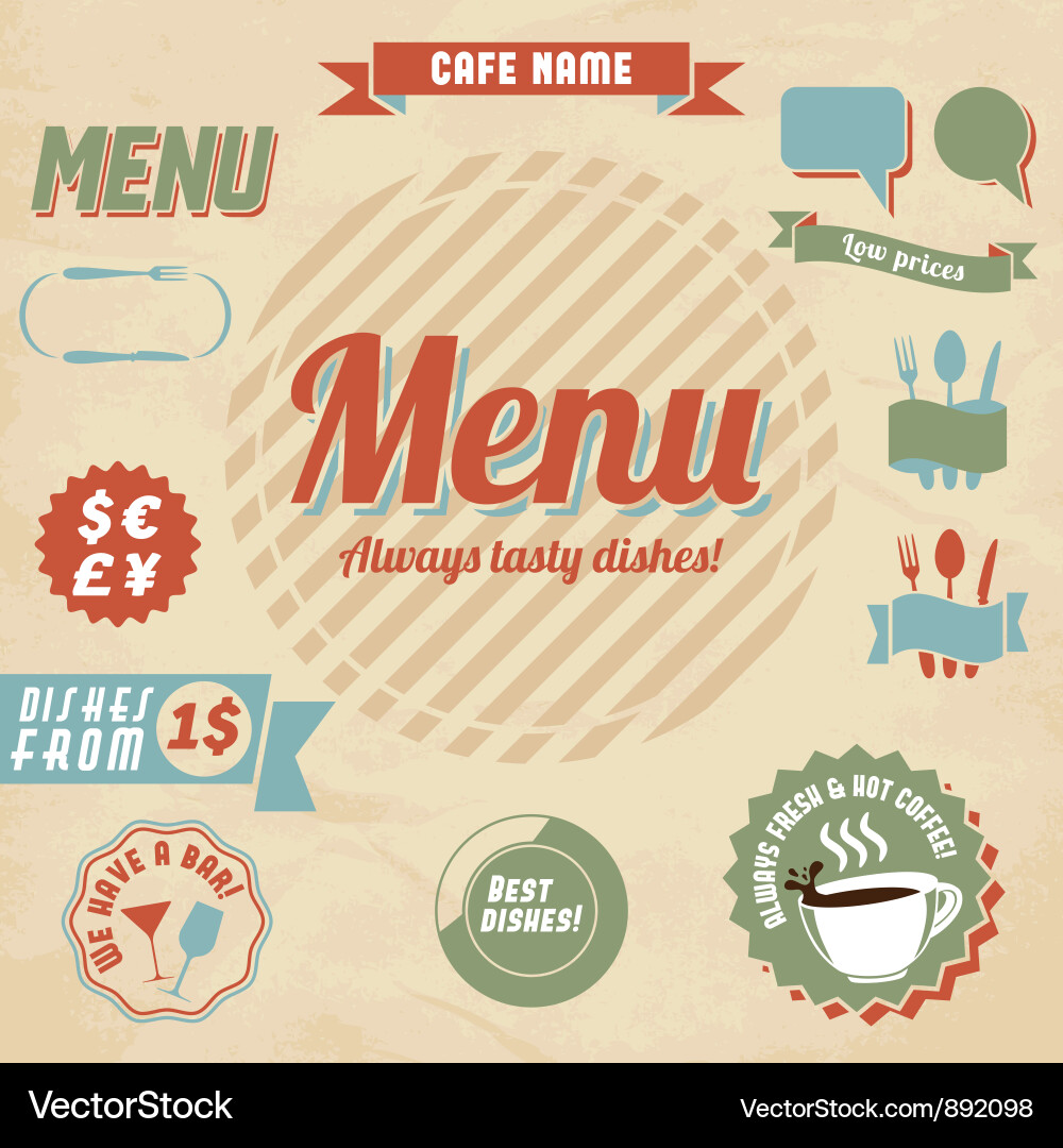 Cafe Menu Backgrounds & Elements Vector Image