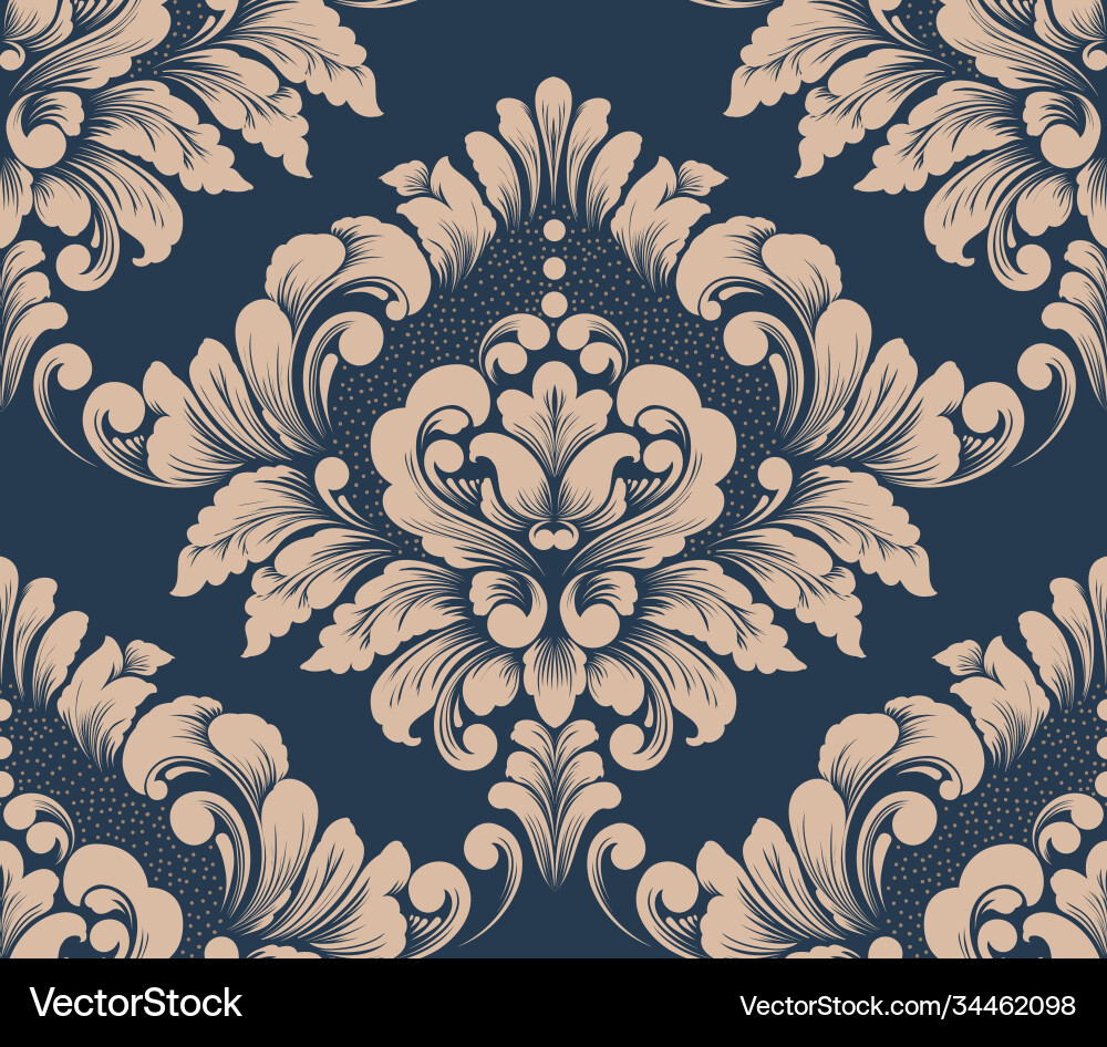 Damask seamless pattern element classical Damask seamless pattern element classical vector image