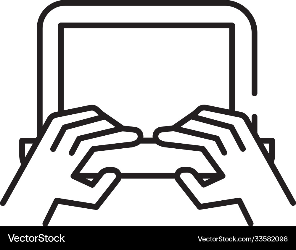 Hands using laptop line style icon Hands using laptop line style icon vector image