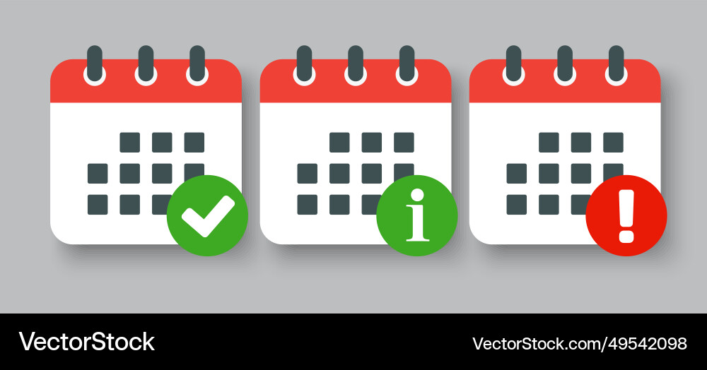 Icon calendar - popup message check info error vector image