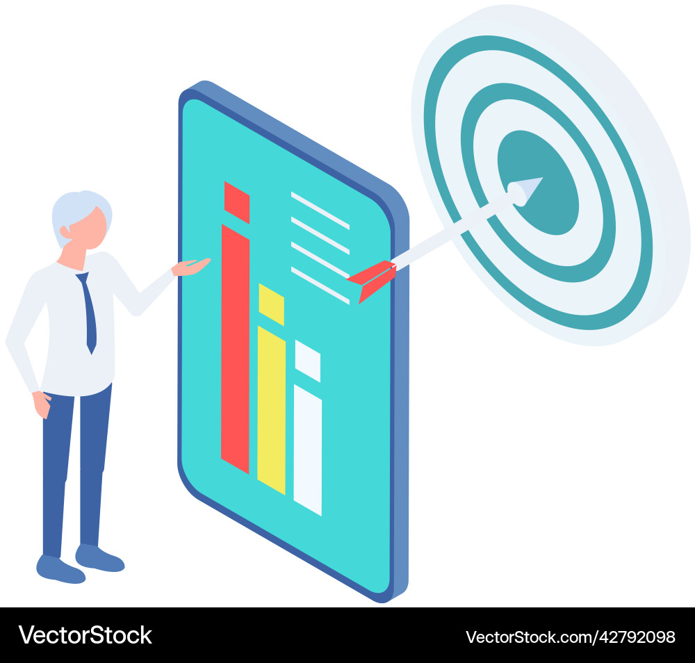 Man employee works with data analysis Man employee works with data analysis vector image
