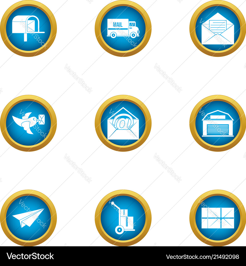 Message labor icons set flat style Message labor icons set flat style Vector Image