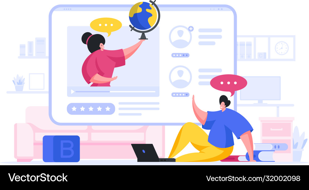 Modern male student watching geography lesson Modern male student watching geography lesson vector image