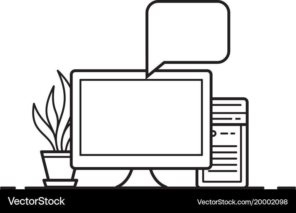 Office computer icon vector image