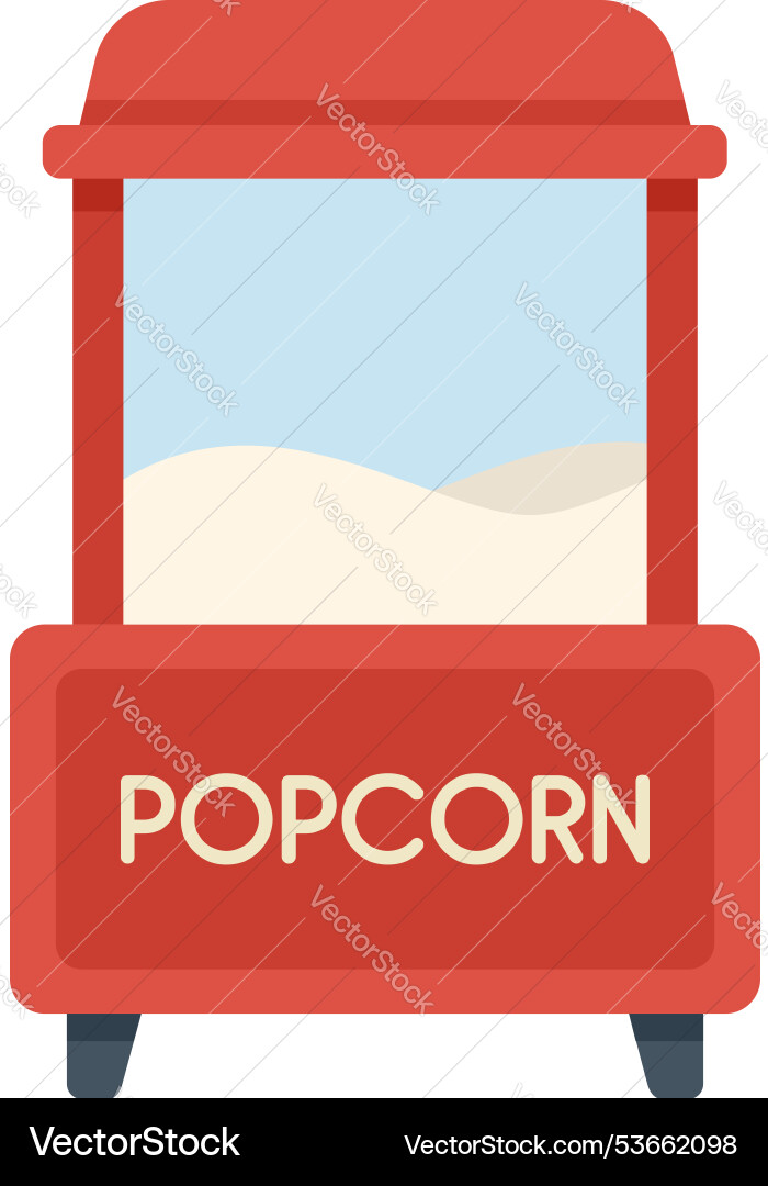 Red popcorn machine displaying freshly made Red popcorn machine displaying freshly made vector image