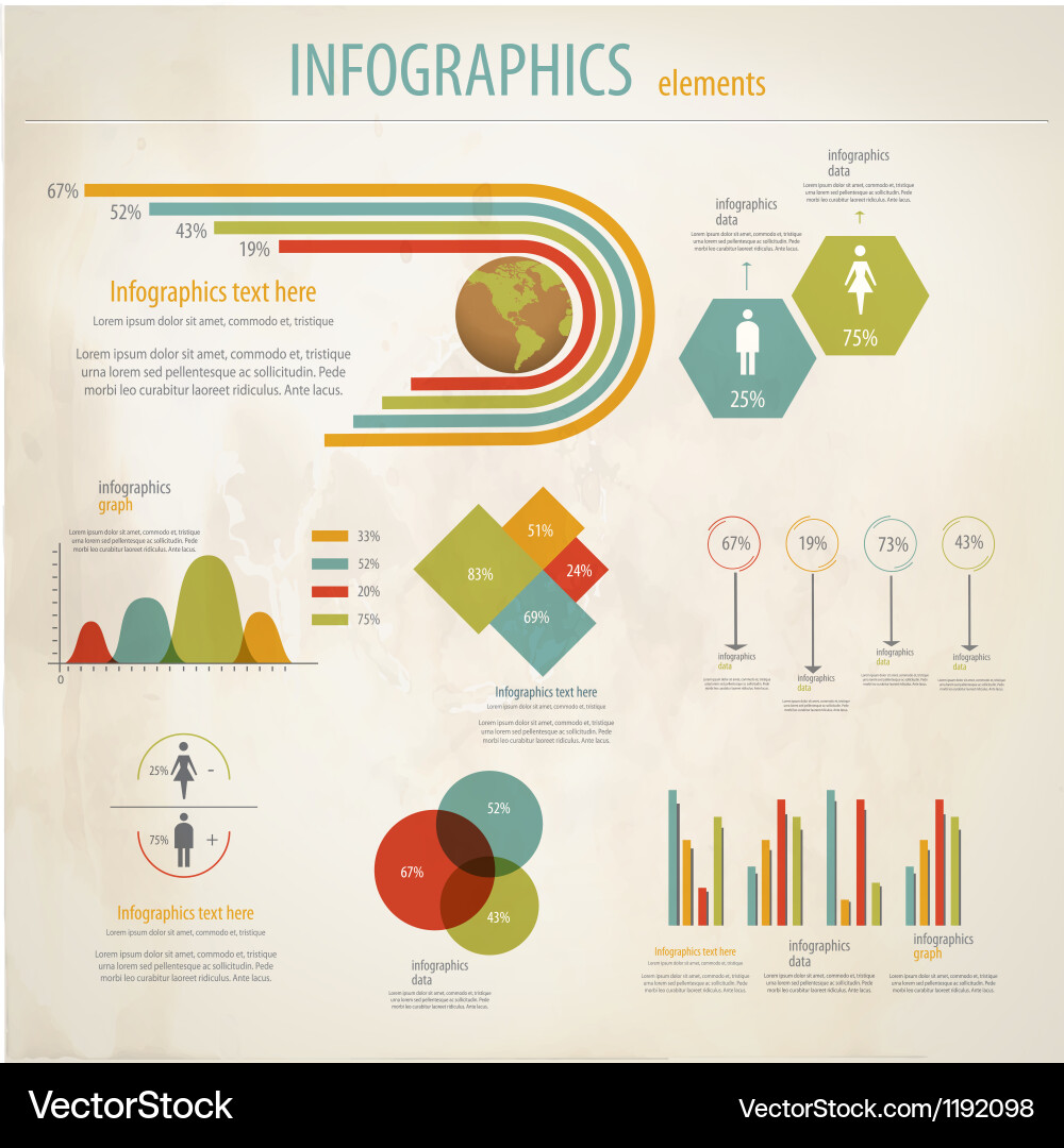 Retro Information Graphics Set vector image