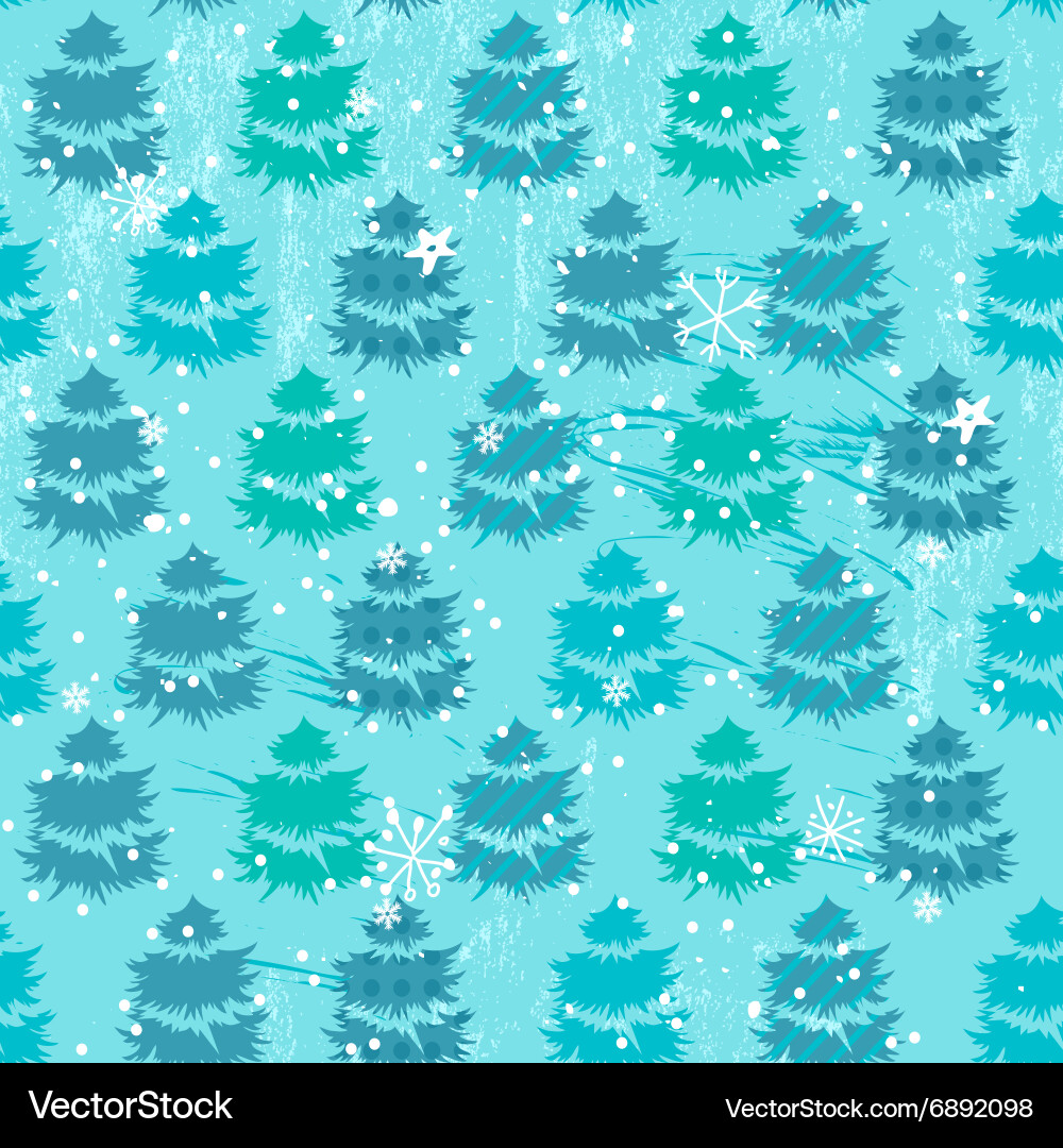 Seamless blue pattern with fir trees Vector Image