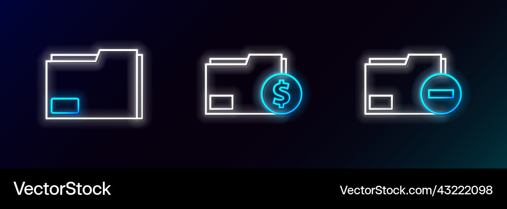 Set line document folder with minus and finance Set line document folder with minus and finance vector image