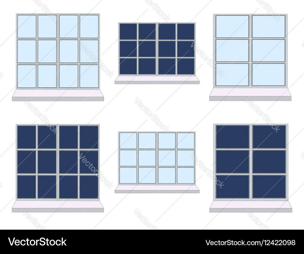 Set of various window compositions Vector Image