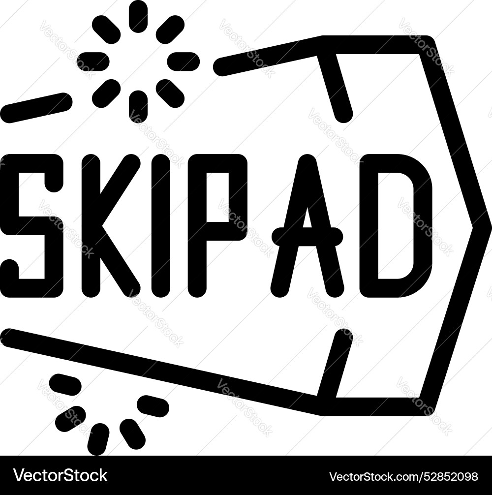 Skip ad button showing concept of online Skip ad button showing concept of online Vector Image