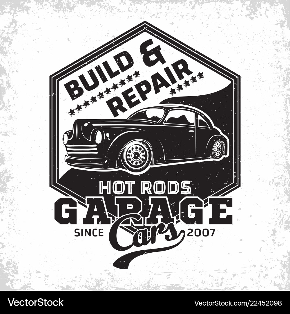 Vintage hot rod emblem design Vintage hot rod emblem design Vector Image