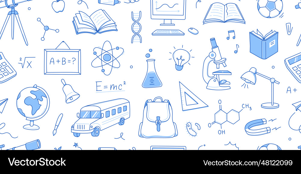 Back to school seamless pattern doodle hand drawn Back to school seamless pattern doodle hand drawn vector image