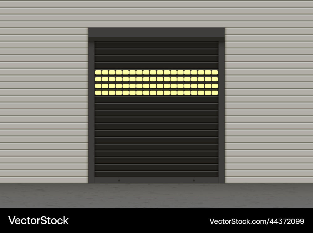 Black closed perforated roller garage shutter door Black closed perforated roller garage shutter door vector image
