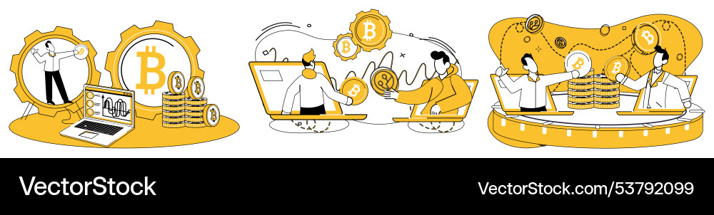 Digital currency transactions and blockchain vector image