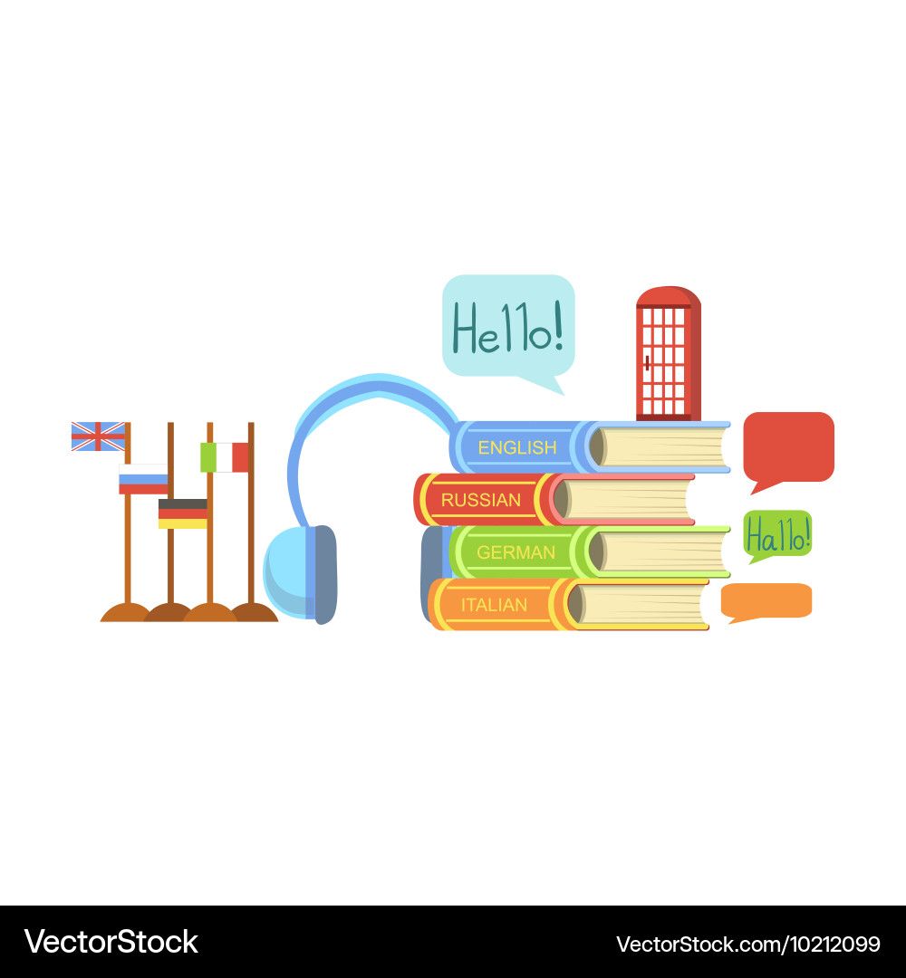 Foreign languages class set of objects vector image
