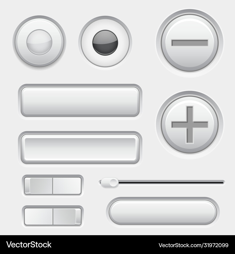 Gray web buttons push and sliders vector image