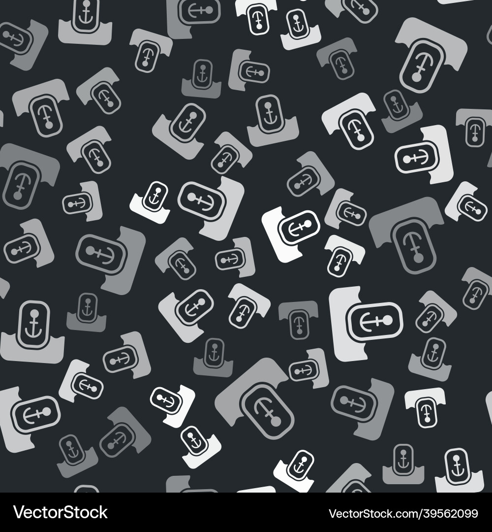Grey map pointer with anchor icon isolated vector image