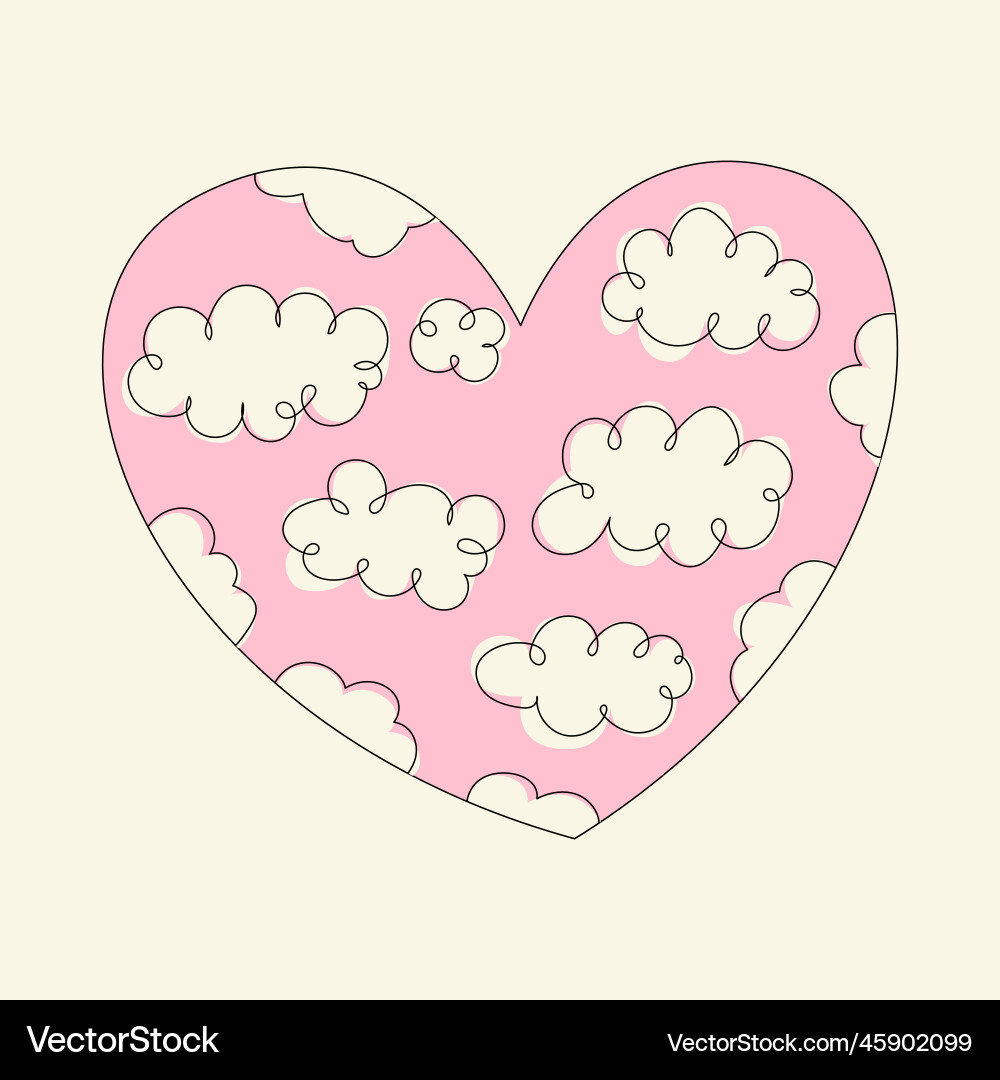 Heart shape with gentle cloud pattern delicate Heart shape with gentle cloud pattern delicate vector image