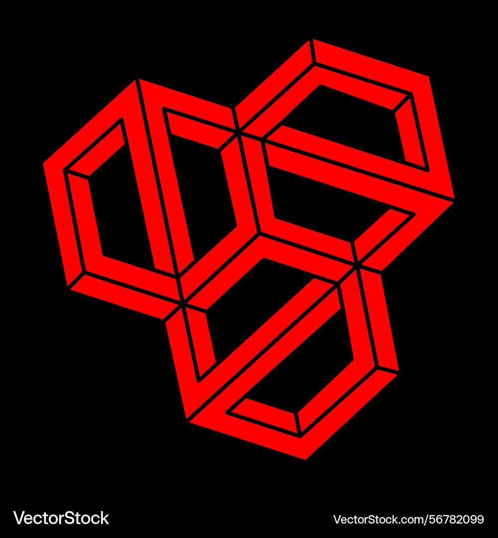 Impossible objects optical illusion shapes 3d Vector Image