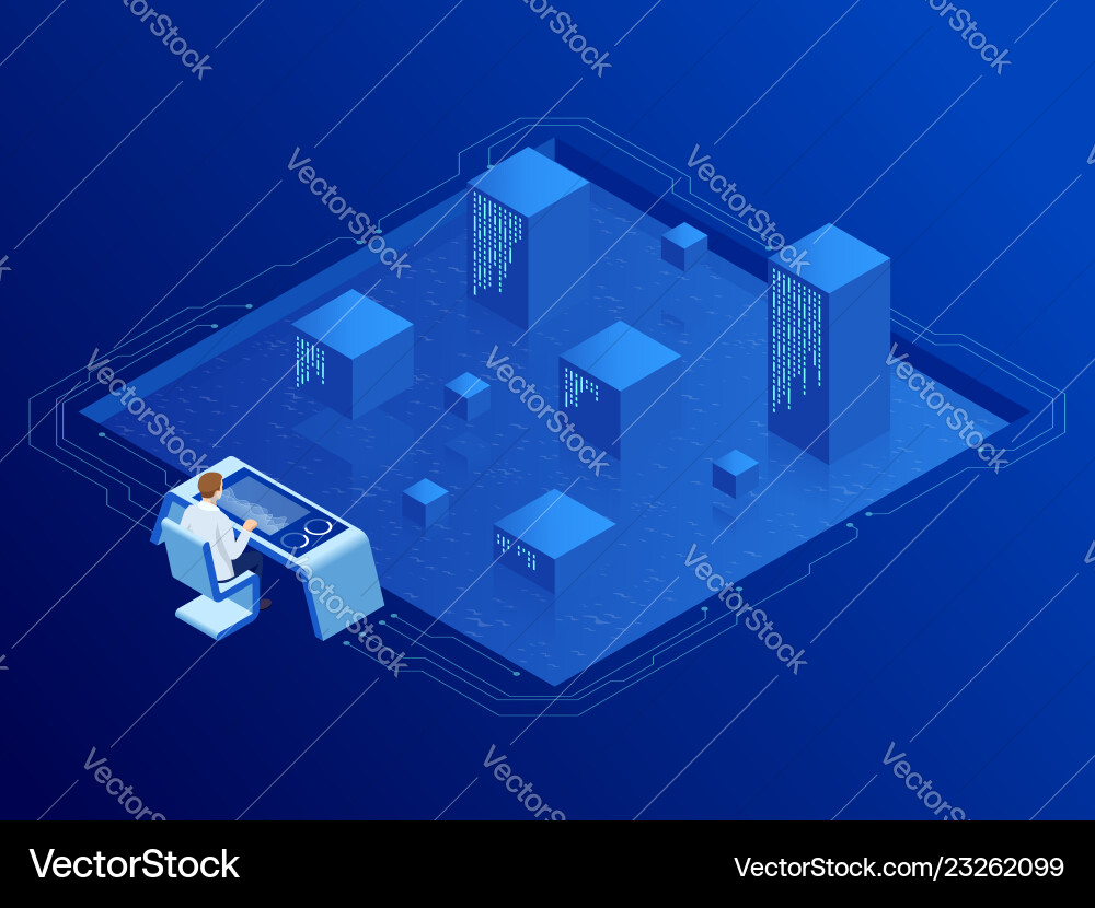 Isometric Data Center Server Room Royalty Free Vector Image