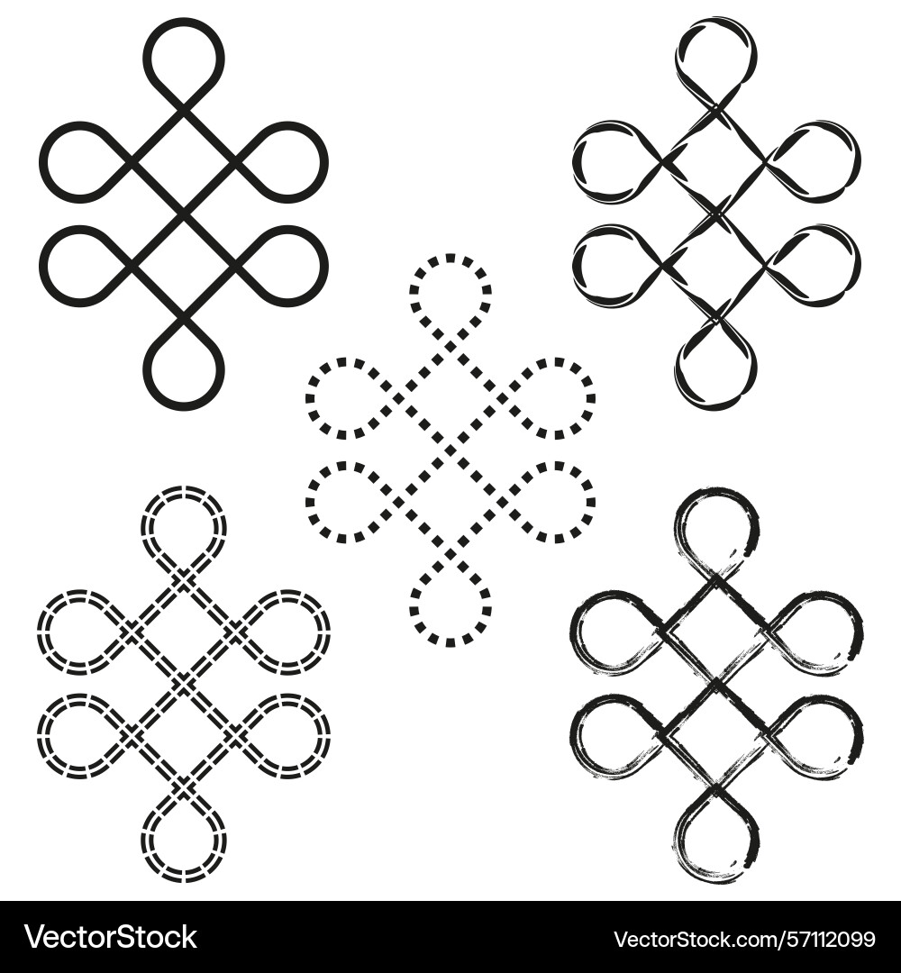 Loop knot set decorative symmetry pattern line Loop knot set decorative symmetry pattern line vector image